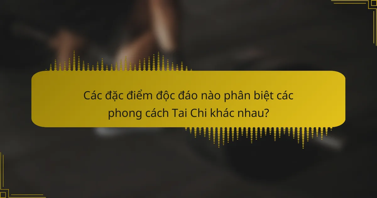 Các đặc điểm độc đáo nào phân biệt các phong cách Tai Chi khác nhau?