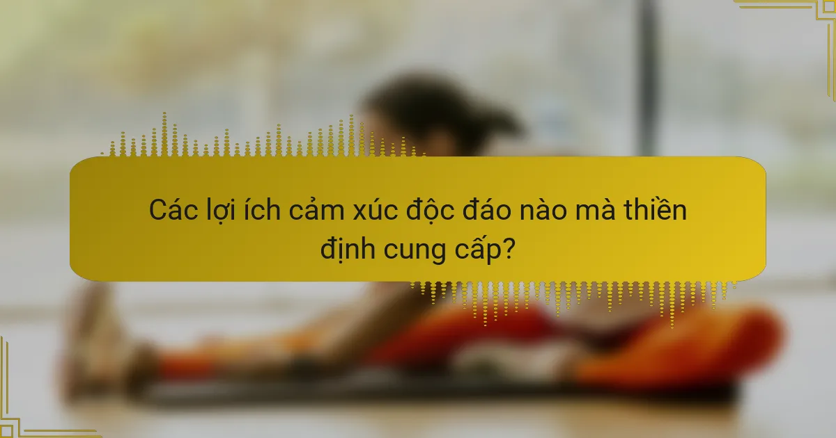 Các lợi ích cảm xúc độc đáo nào mà thiền định cung cấp?