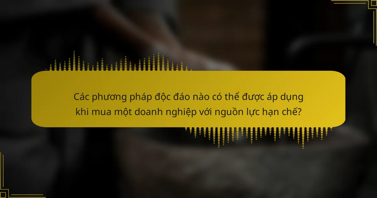 Các phương pháp độc đáo nào có thể được áp dụng khi mua một doanh nghiệp với nguồn lực hạn chế?